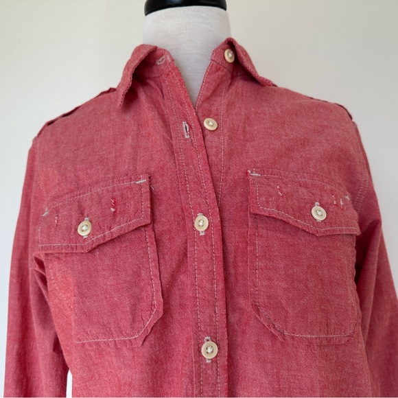Current/Elliott The Perfect Shirt Red Chambray - Picture 7 of 9